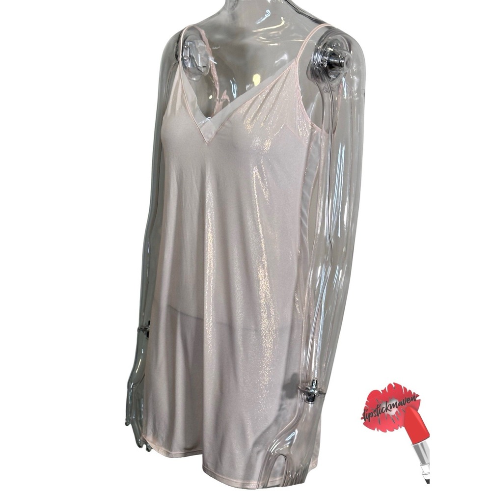 Victoria's Secret Slip Dress Small Light Pink Metallic Mini Nightgown Lingerie